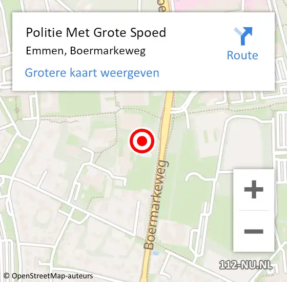 Locatie op kaart van de 112 melding: Politie Met Grote Spoed Naar Emmen, Boermarkeweg op 18 juni 2021 21:59