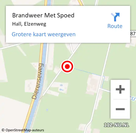 Locatie op kaart van de 112 melding: Brandweer Met Spoed Naar Hall, Elzenweg op 18 juni 2021 22:00