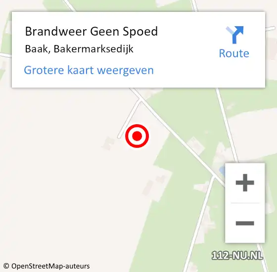 Locatie op kaart van de 112 melding: Brandweer Geen Spoed Naar Baak, Bakermarksedijk op 18 juni 2021 22:02