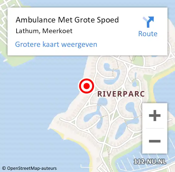 Locatie op kaart van de 112 melding: Ambulance Met Grote Spoed Naar Lathum, Meerkoet op 18 juni 2021 22:03