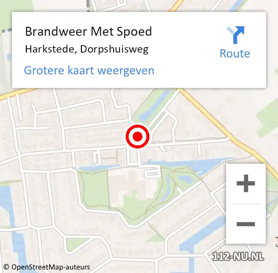 Locatie op kaart van de 112 melding: Brandweer Met Spoed Naar Harkstede, Dorpshuisweg op 18 juni 2021 22:09