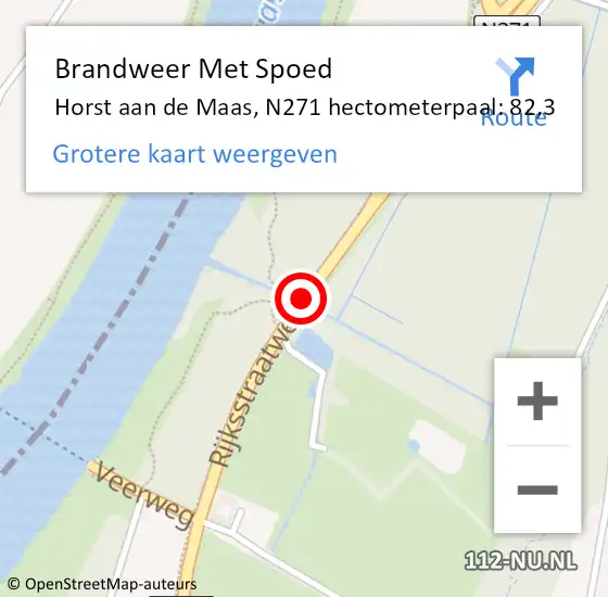 Locatie op kaart van de 112 melding: Brandweer Met Spoed Naar Horst aan de Maas, N271 hectometerpaal: 82,3 op 18 juni 2021 22:10