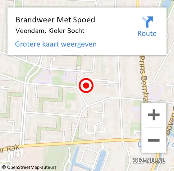 Locatie op kaart van de 112 melding: Brandweer Met Spoed Naar Veendam, Kieler Bocht op 18 juni 2021 22:11