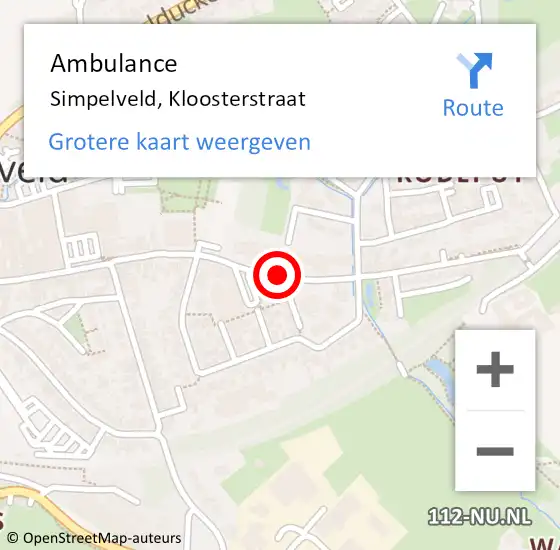 Locatie op kaart van de 112 melding: Ambulance Simpelveld, Kloosterstraat op 13 juni 2014 17:25