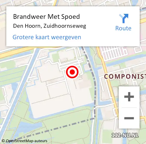 Locatie op kaart van de 112 melding: Brandweer Met Spoed Naar Den Hoorn, Zuidhoornseweg op 18 juni 2021 22:27