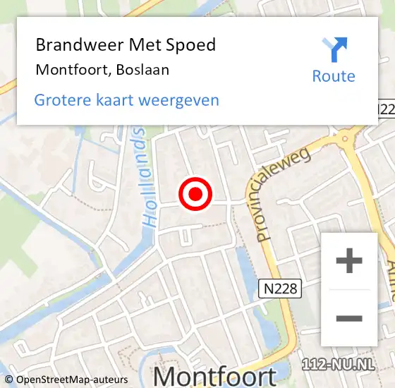 Locatie op kaart van de 112 melding: Brandweer Met Spoed Naar Montfoort, Boslaan op 18 juni 2021 22:30