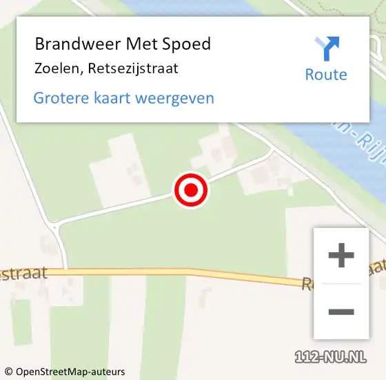 Locatie op kaart van de 112 melding: Brandweer Met Spoed Naar Zoelen, Retsezijstraat op 18 juni 2021 22:30
