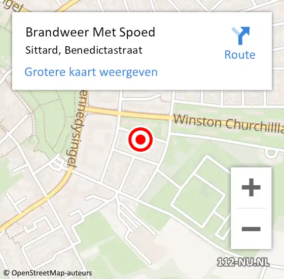 Locatie op kaart van de 112 melding: Brandweer Met Spoed Naar Sittard, Benedictastraat op 18 juni 2021 22:32