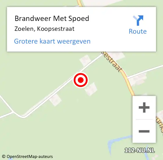 Locatie op kaart van de 112 melding: Brandweer Met Spoed Naar Zoelen, Koopsestraat op 18 juni 2021 23:07