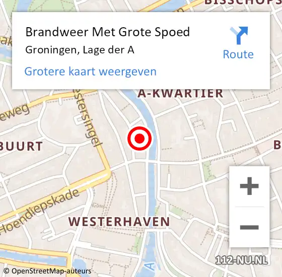 Locatie op kaart van de 112 melding: Brandweer Met Grote Spoed Naar Groningen, Lage der A op 18 juni 2021 23:13