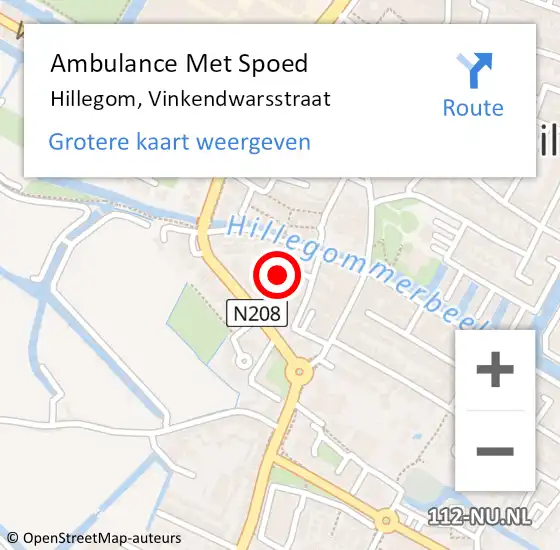 Locatie op kaart van de 112 melding: Ambulance Met Spoed Naar Hillegom, Vinkendwarsstraat op 18 juni 2021 23:14