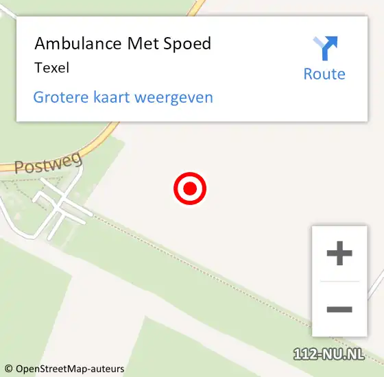 Locatie op kaart van de 112 melding: Ambulance Met Spoed Naar Texel op 18 juni 2021 23:14