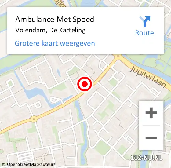 Locatie op kaart van de 112 melding: Ambulance Met Spoed Naar Volendam, De Karteling op 18 juni 2021 23:26