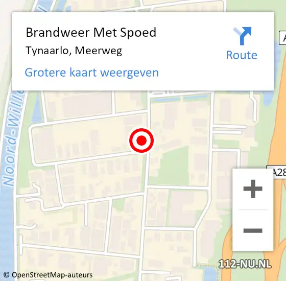 Locatie op kaart van de 112 melding: Brandweer Met Spoed Naar Tynaarlo, Meerweg op 18 juni 2021 23:31