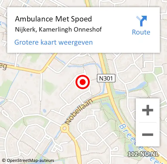 Locatie op kaart van de 112 melding: Ambulance Met Spoed Naar Nijkerk, Kamerlingh Onneshof op 18 juni 2021 23:41