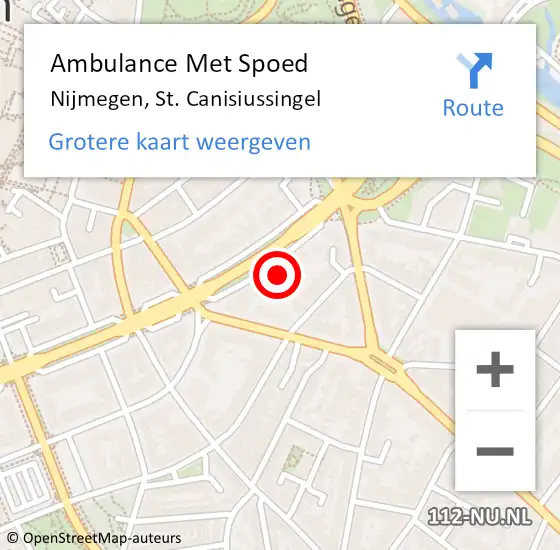Locatie op kaart van de 112 melding: Ambulance Met Spoed Naar Nijmegen, St. Canisiussingel op 18 juni 2021 23:48