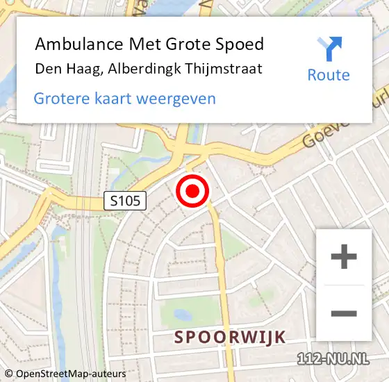 Locatie op kaart van de 112 melding: Ambulance Met Grote Spoed Naar Den Haag, Alberdingk Thijmstraat op 18 juni 2021 23:49