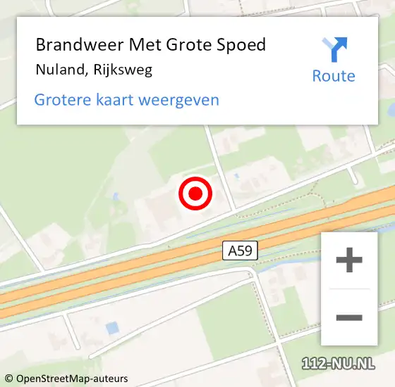 Locatie op kaart van de 112 melding: Brandweer Met Grote Spoed Naar Nuland, Rijksweg op 18 juni 2021 23:51