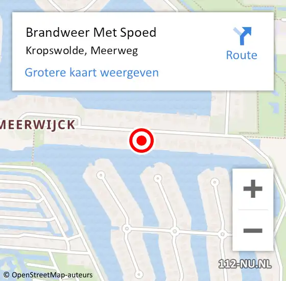 Locatie op kaart van de 112 melding: Brandweer Met Spoed Naar Kropswolde, Meerweg op 19 juni 2021 00:06
