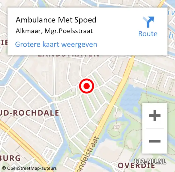 Locatie op kaart van de 112 melding: Ambulance Met Spoed Naar Alkmaar, Mgr.Poelsstraat op 19 juni 2021 01:03