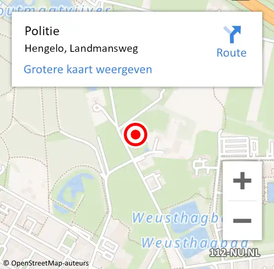 Locatie op kaart van de 112 melding: Politie Hengelo, Landmansweg op 19 juni 2021 01:23