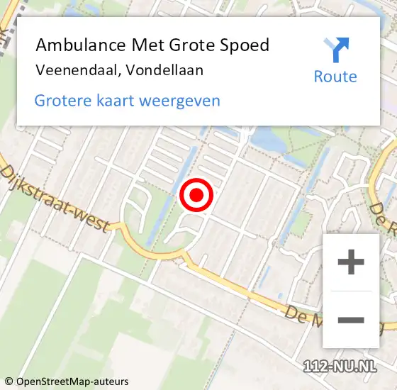 Locatie op kaart van de 112 melding: Ambulance Met Grote Spoed Naar Veenendaal, Vondellaan op 19 juni 2021 01:28