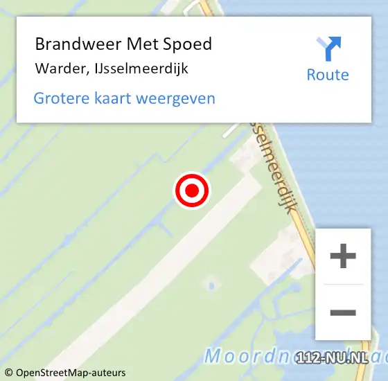 Locatie op kaart van de 112 melding: Brandweer Met Spoed Naar Warder, IJsselmeerdijk op 19 juni 2021 01:46