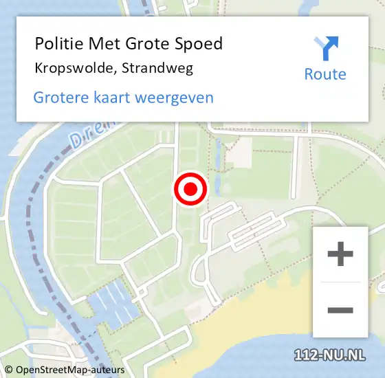 Locatie op kaart van de 112 melding: Politie Met Grote Spoed Naar Kropswolde, Strandweg op 19 juni 2021 01:51