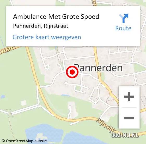 Locatie op kaart van de 112 melding: Ambulance Met Grote Spoed Naar Pannerden, Rijnstraat op 19 juni 2021 02:43