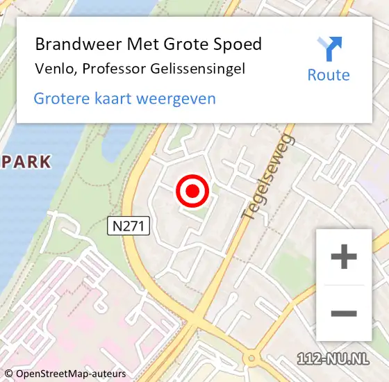 Locatie op kaart van de 112 melding: Brandweer Met Grote Spoed Naar Venlo, Professor Gelissensingel op 19 juni 2021 02:45