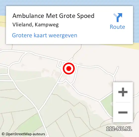 Locatie op kaart van de 112 melding: Ambulance Met Grote Spoed Naar Vlieland, Kampweg op 13 juni 2014 17:47