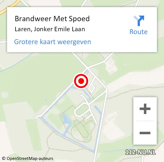 Locatie op kaart van de 112 melding: Brandweer Met Spoed Naar Laren, Jonker Emile Laan op 19 juni 2021 04:12