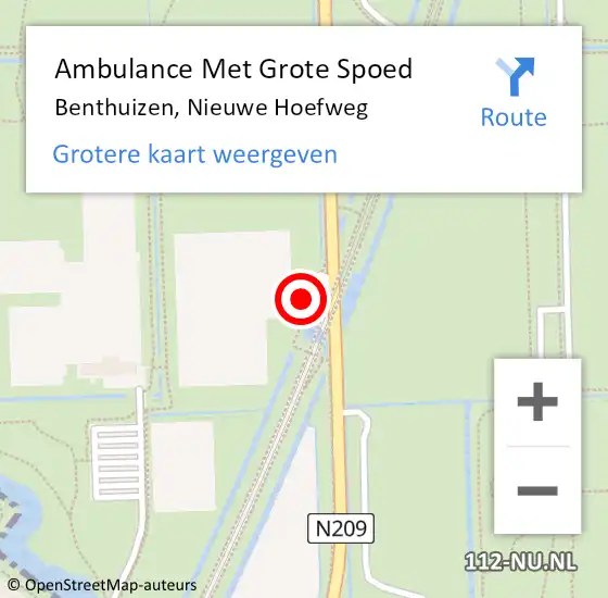 Locatie op kaart van de 112 melding: Ambulance Met Grote Spoed Naar Benthuizen, Nieuwe Hoefweg op 19 juni 2021 04:21