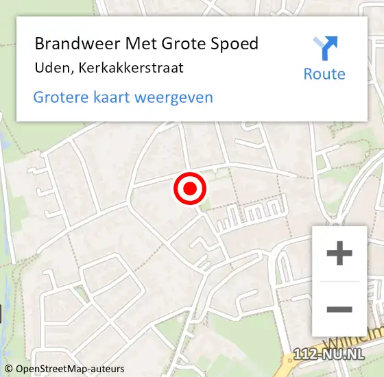 Locatie op kaart van de 112 melding: Brandweer Met Grote Spoed Naar Uden, Kerkakkerstraat op 19 juni 2021 04:37