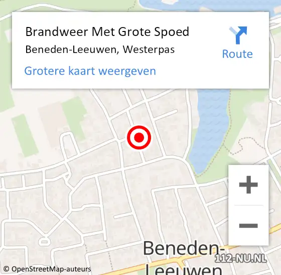 Locatie op kaart van de 112 melding: Brandweer Met Grote Spoed Naar Beneden-Leeuwen, Westerpas op 19 juni 2021 04:47