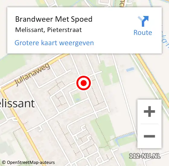 Locatie op kaart van de 112 melding: Brandweer Met Spoed Naar Melissant, Pieterstraat op 19 juni 2021 05:44