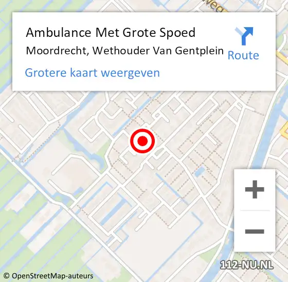 Locatie op kaart van de 112 melding: Ambulance Met Grote Spoed Naar Moordrecht, Wethouder Van Gentplein op 19 juni 2021 05:57