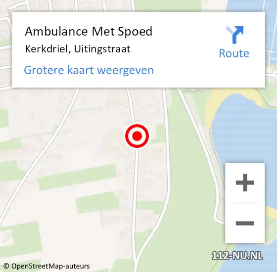 Locatie op kaart van de 112 melding: Ambulance Met Spoed Naar Kerkdriel, Uitingstraat op 19 juni 2021 06:18