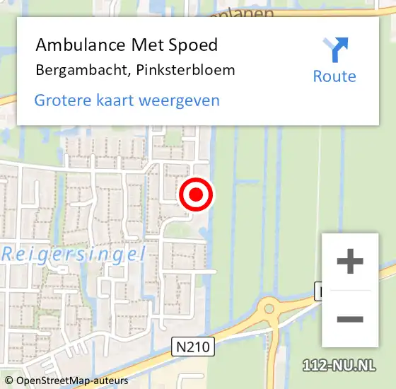 Locatie op kaart van de 112 melding: Ambulance Met Spoed Naar Bergambacht, Pinksterbloem op 19 juni 2021 06:40