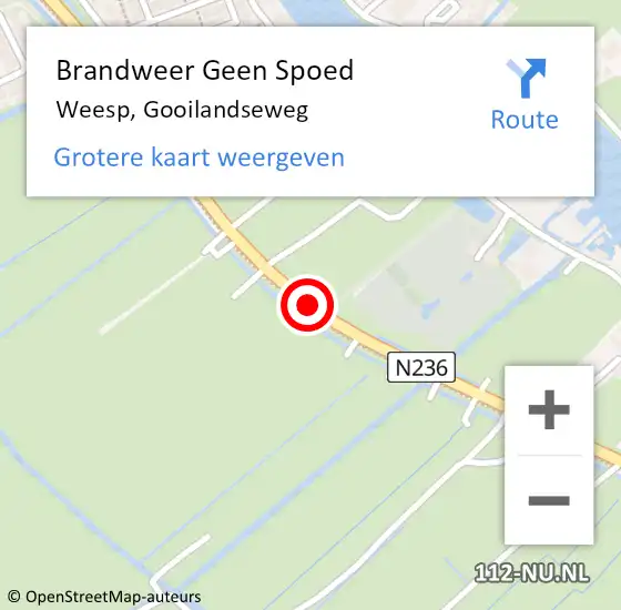 Locatie op kaart van de 112 melding: Brandweer Geen Spoed Naar Weesp, Gooilandseweg op 19 juni 2021 06:59