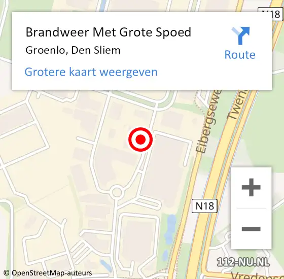 Locatie op kaart van de 112 melding: Brandweer Met Grote Spoed Naar Groenlo, Den Sliem op 19 juni 2021 07:03