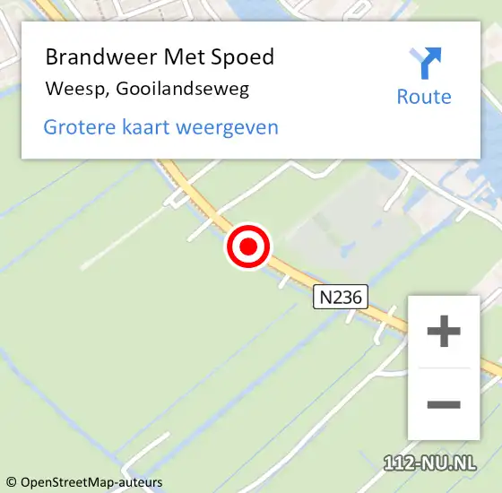 Locatie op kaart van de 112 melding: Brandweer Met Spoed Naar Weesp, Gooilandseweg op 19 juni 2021 07:06