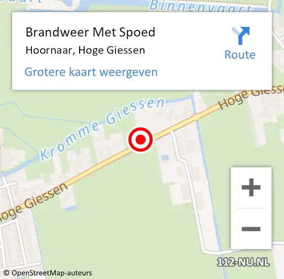 Locatie op kaart van de 112 melding: Brandweer Met Spoed Naar Hoornaar, Hoge Giessen op 19 juni 2021 07:17