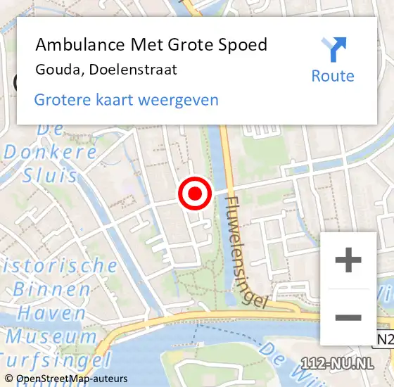 Locatie op kaart van de 112 melding: Ambulance Met Grote Spoed Naar Gouda, Doelenstraat op 19 juni 2021 07:33