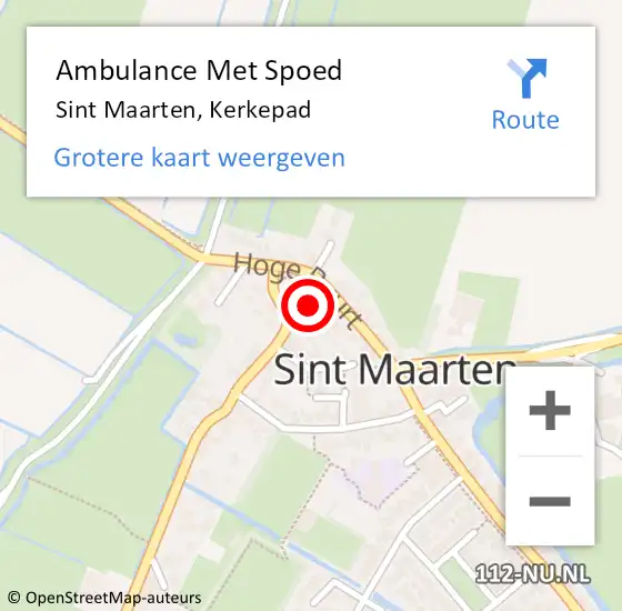 Locatie op kaart van de 112 melding: Ambulance Met Spoed Naar Sint Maarten, Kerkepad op 19 juni 2021 07:58