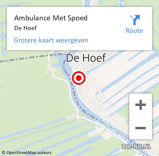 Locatie op kaart van de 112 melding: Ambulance Met Spoed Naar De Hoef op 19 juni 2021 07:58