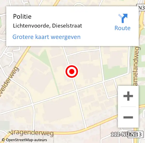 Locatie op kaart van de 112 melding: Politie Lichtenvoorde, Dieselstraat op 19 juni 2021 08:05