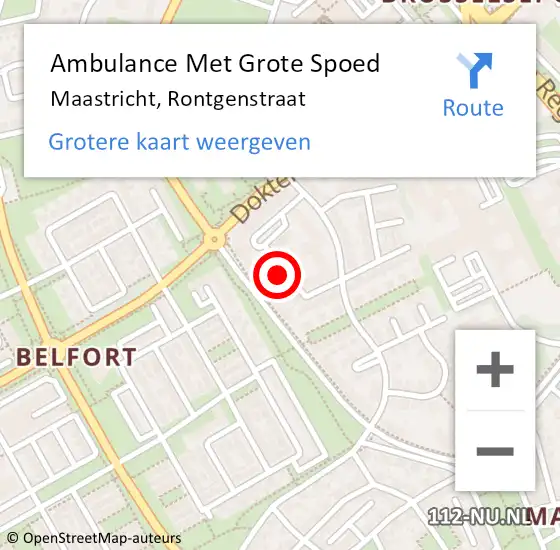 Locatie op kaart van de 112 melding: Ambulance Met Grote Spoed Naar Maastricht, Rontgenstraat op 13 juni 2014 17:56