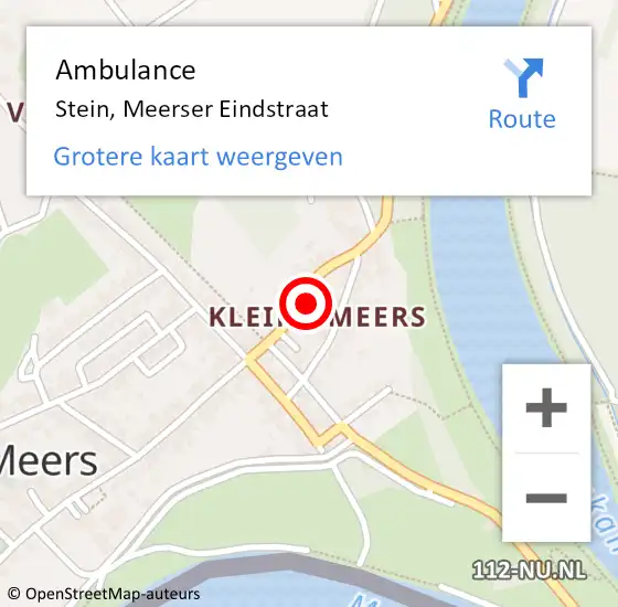 Locatie op kaart van de 112 melding: Ambulance Stein, Meerser Eindstraat op 13 juni 2014 17:57