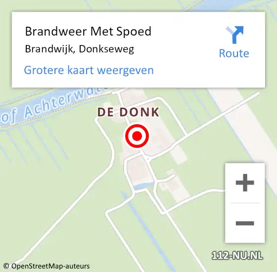 Locatie op kaart van de 112 melding: Brandweer Met Spoed Naar Brandwijk, Donkseweg op 19 juni 2021 09:15